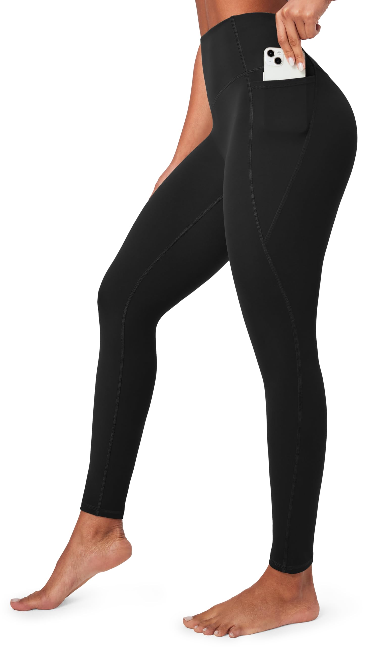 Custom High Waisted No Front Seam Yoga Leggings With Hidden Pockets